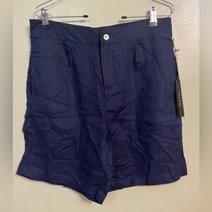 Tahari Womens 100% Linen Chino Shorts 6” Size L NWT
